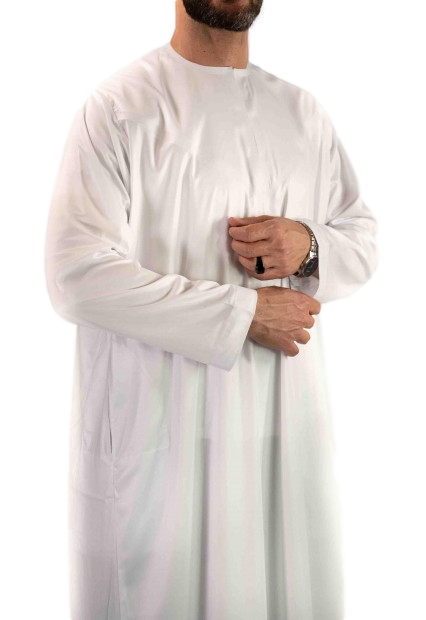 Qamis Emirati Blanc Satiné