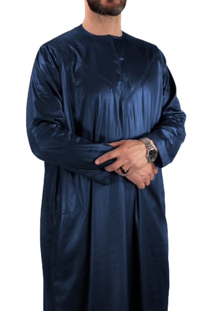 Qamis Emirati Bleu Satiné